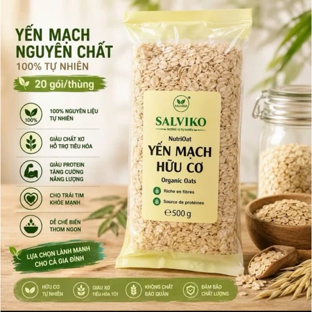Yến mạch cán vỡ hữu cơ SALVIKO 500g