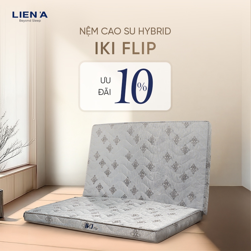 Nệm Cao Su Hybrid IKI FLIP Liên Á Gấp 2 Gọn Gàng Phòng Ngủ, Nhẹ Nhàng Dễ Dàng Di Chuyển