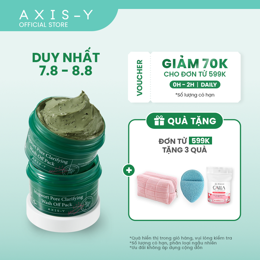 Mặt Nạ Đất Sét Ngải Cứu Hỗ Trợ Làm Sạch Lỗ Chân Lông AXIS-Y Mugwort Pore Clarifying Wash Off Pack 100ml