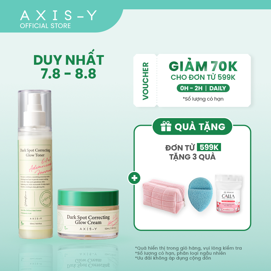 Combo Dưỡng Sáng Mờ Thâm AXIS-Y Kem dưỡng & Toner | Dark Spot Cream & Toner 50ml & 125ml