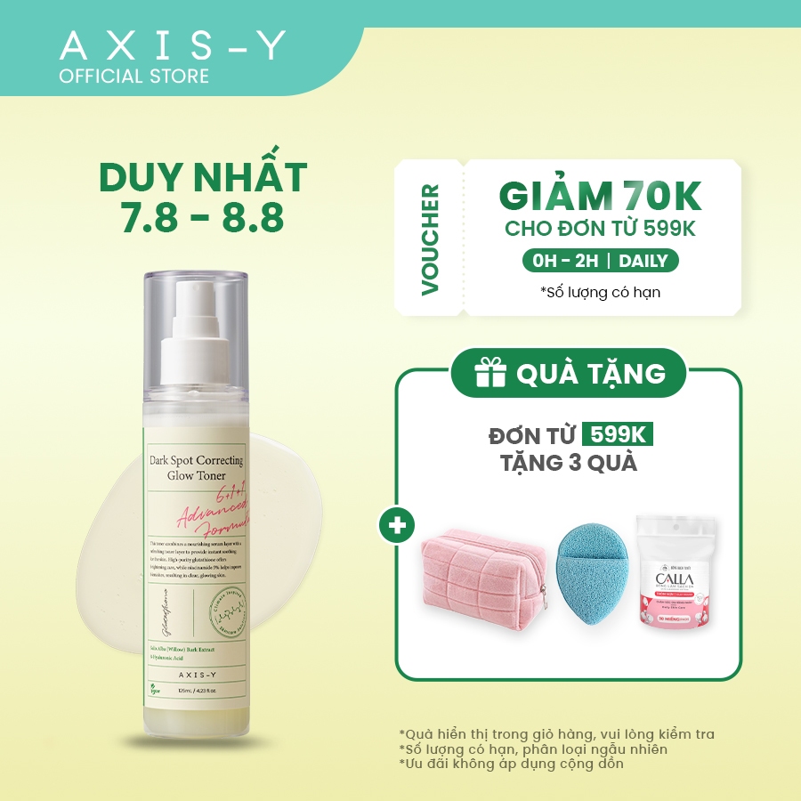 AXIS-Y Toner Nước Cân Bằng Mờ Thâm – Sáng Da 98% Glutathione & 5% Niacinamide | Dark Spot Correcting Glow Toner 125ml
