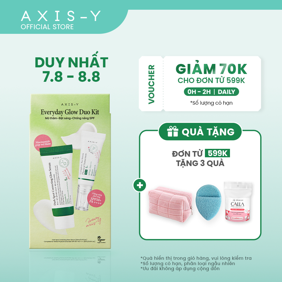 Bộ Sản Phẩm AXIS-Y Mờ Thâm Bật Sáng Chống Nắng Everyday Glow Duo Kit (Serum 20ml & Physical Sunscreen 10ml)