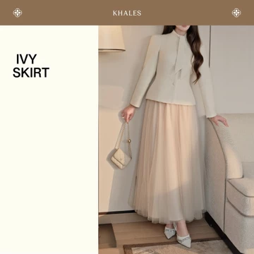 KHALES - Chân váy voan IVY SKIRT Chân váy dự tiệc Prom dáng xòe cạp thun cao freesize