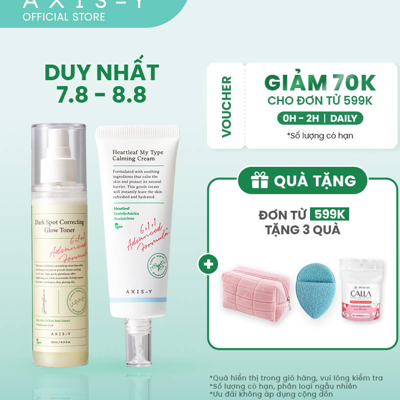 Combo Làm Dịu, Căng Mịn Da Heartleaf My Type Calming Cream & Dark Spot Correcting Glow Toner 5% Niacinamide