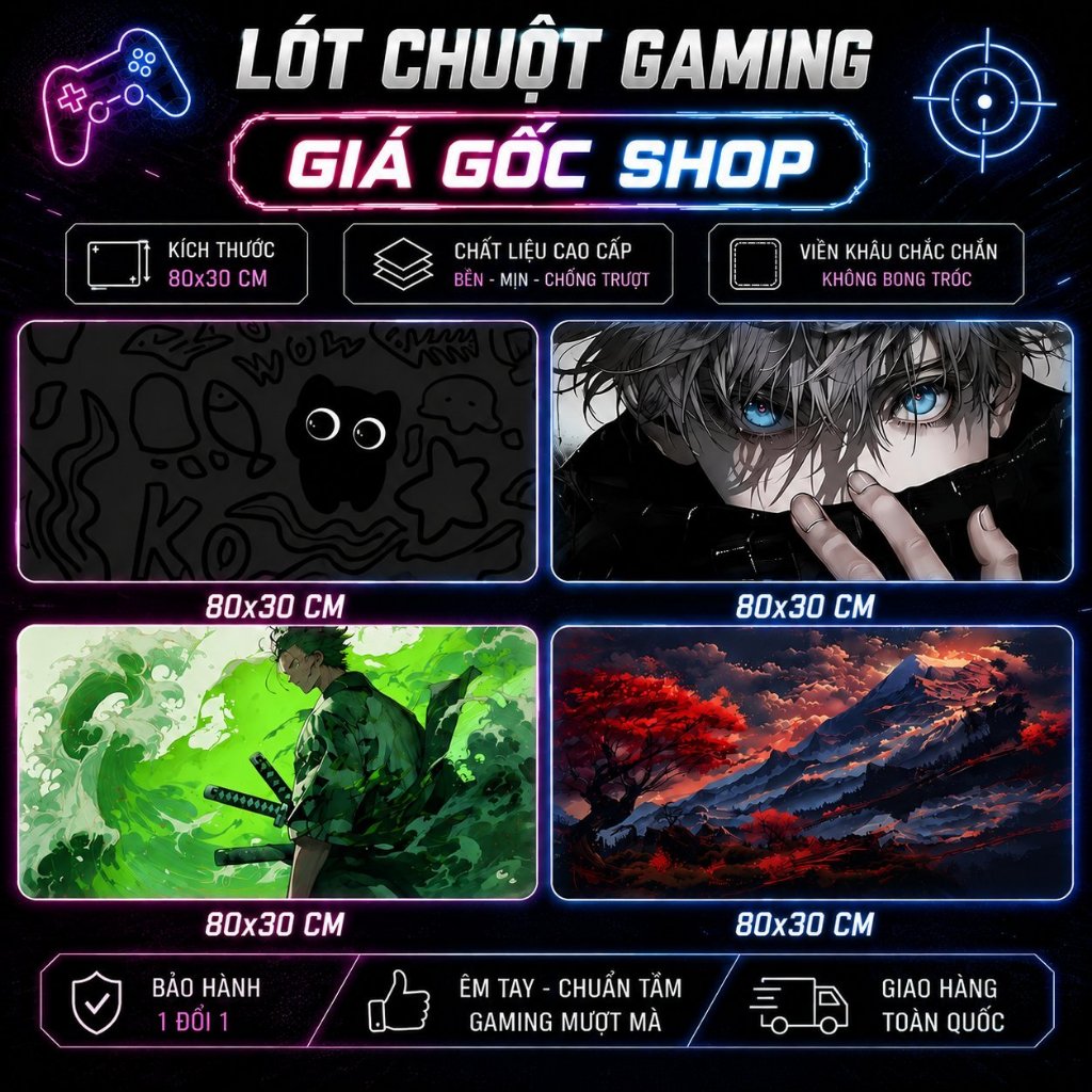 Lót chuột 80x30cm 2mm pad gaming cỡ lớn speed bo viền chắc chắn bảo hành 12 tháng – Hàng nhập khẩu