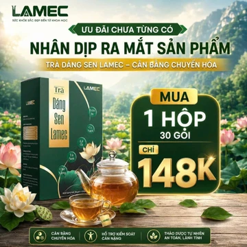 Trà Dáng Sen LAMEC 30 Túi Lọc |Trà Thảo Mộc Lá Sen giúp Cân Bằng Chuyển Hóa |Mua 3 Tặng 1
