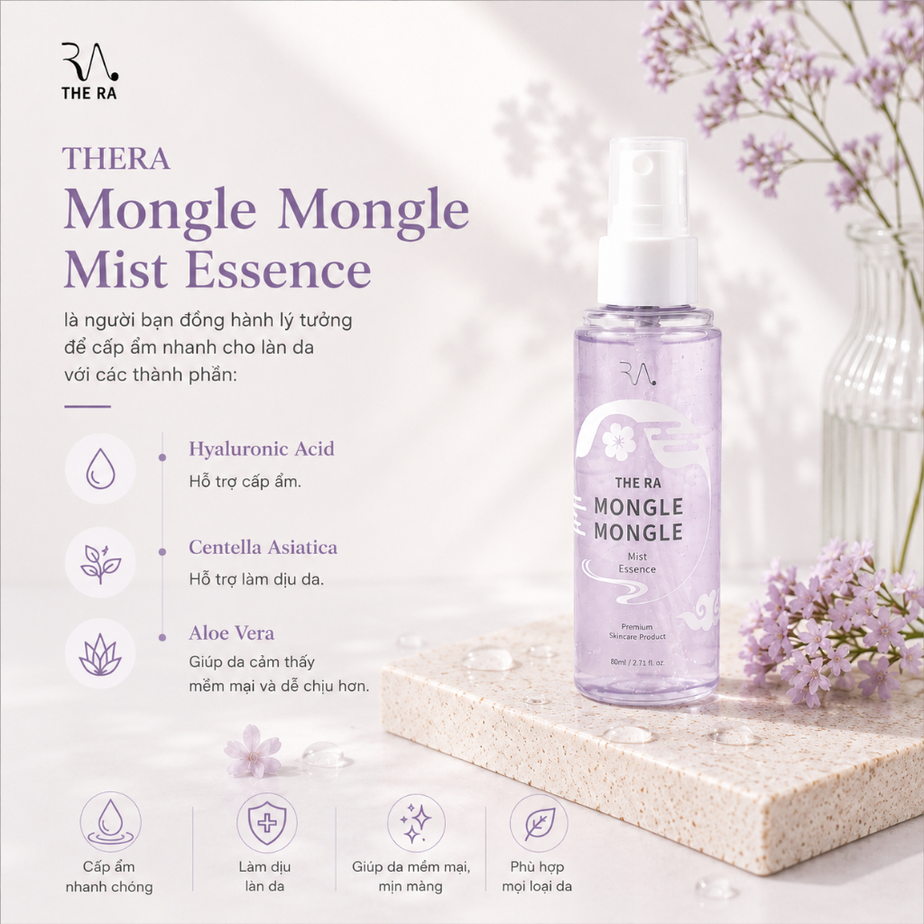 Xịt Khoáng Tinh Chất Cấp Nước Tức Thì THERA MONGLE MONGLE MIST ESSENCE (nhập khẩu từ Hàn Quốc)