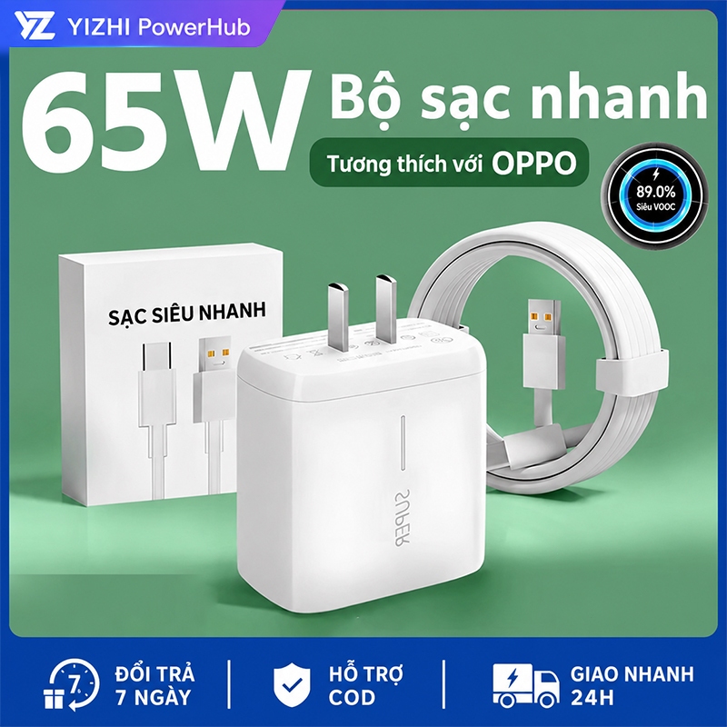 Sạc VOOC 65W Cho OPPO, Sạc Đầy Pin Chỉ 40 Phút, Hỗ Trợ Sạc 2 Thiết Bị Cùng Lúc