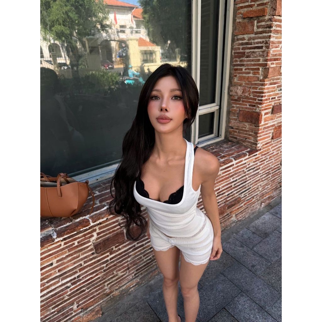 [CÓ TÁCH LẺ] Áo ba lỗ thun gân và bra hai dây ren phối quần short đính đá AVENT - 𝐊𝐈𝐋𝐋 𝐒𝐘𝐒𝐓𝐄𝐌 | BigBuy360 - bigbuy360.vn