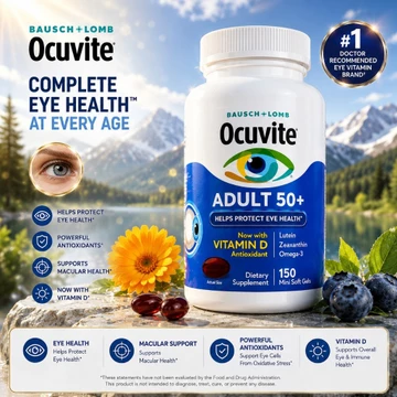 Viên Uống Bổ Mắt Ocuvite Adult 50 + Bausch & Lomb 150 Viên Mỹ — Bổ sung Vitamin và khoáng chất thiết yếu cho mắt