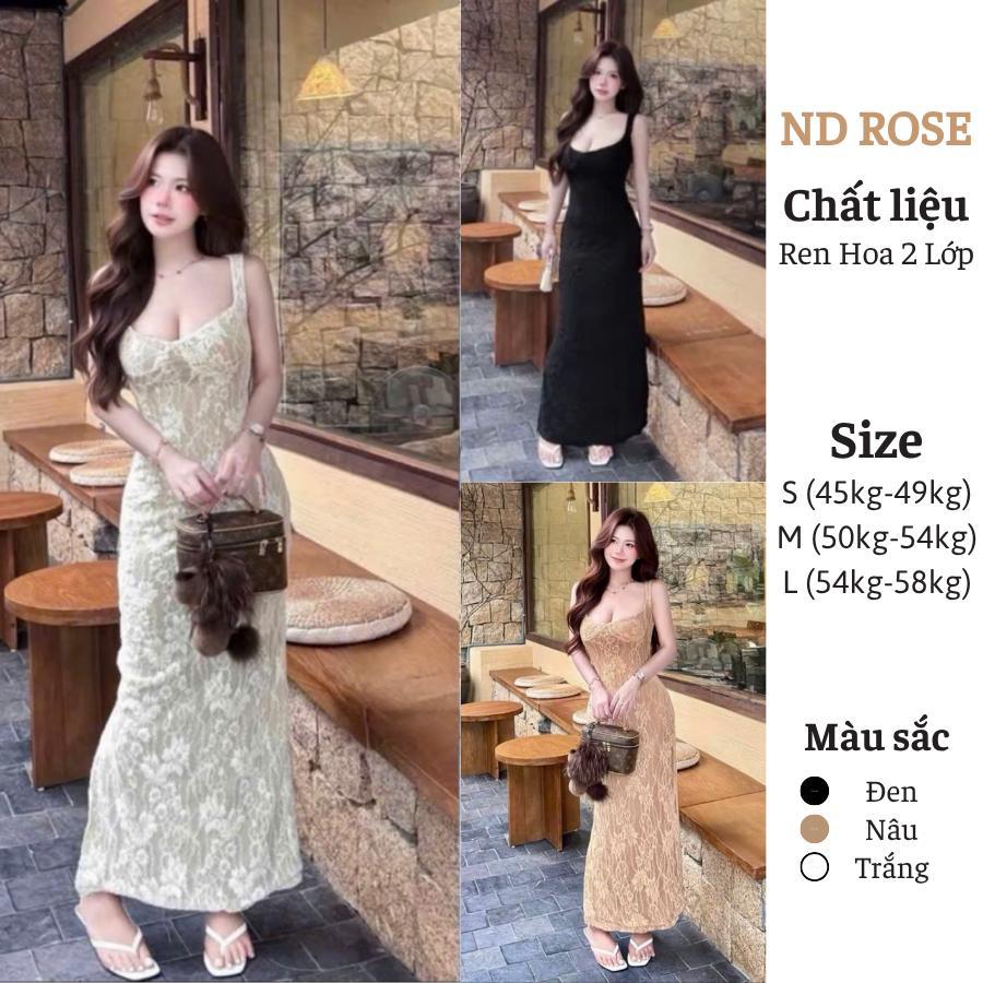 Váy Body Ren 2 Dây Ôm Body Dáng Dài Dự Tiệc Tôn Dáng Sang Chảnh NDS9