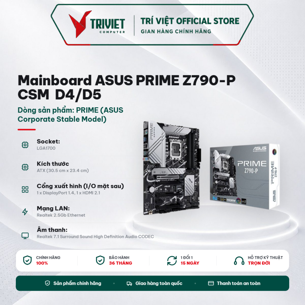 Mainboard ASUS PRIME Z790-P CSM / Z790-P D4 CSM Socket LGA1700 Intel Z790 DDR4 DDR5 ATX - Bo Mạch Chủ | BigBuy360 - bigbuy360.vn