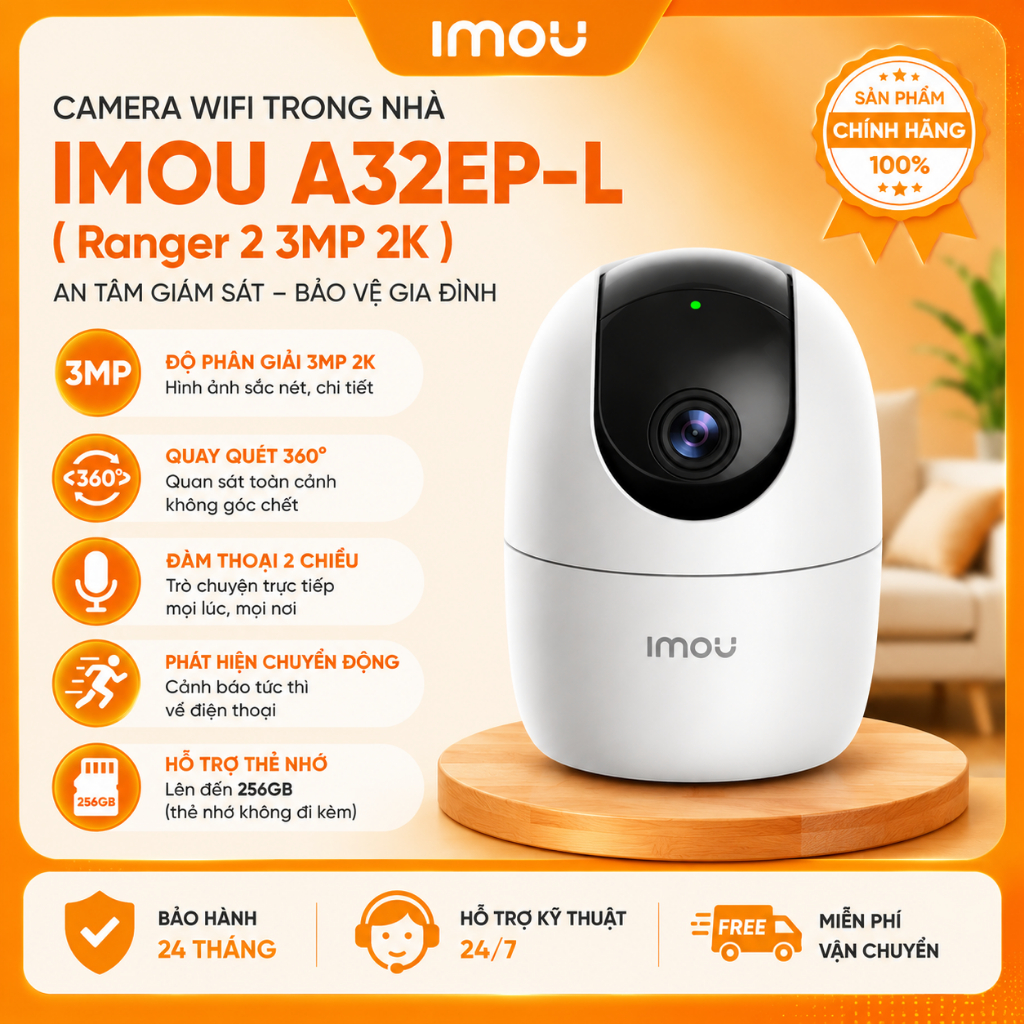 Camera WIFI XOAY 360 IMOU Ranger 2 A52P 5MP 3K – A32EP 3MP, Ranger RC Gọi Điện Trong Nhà Còi Hú Báo Động, chính hãng