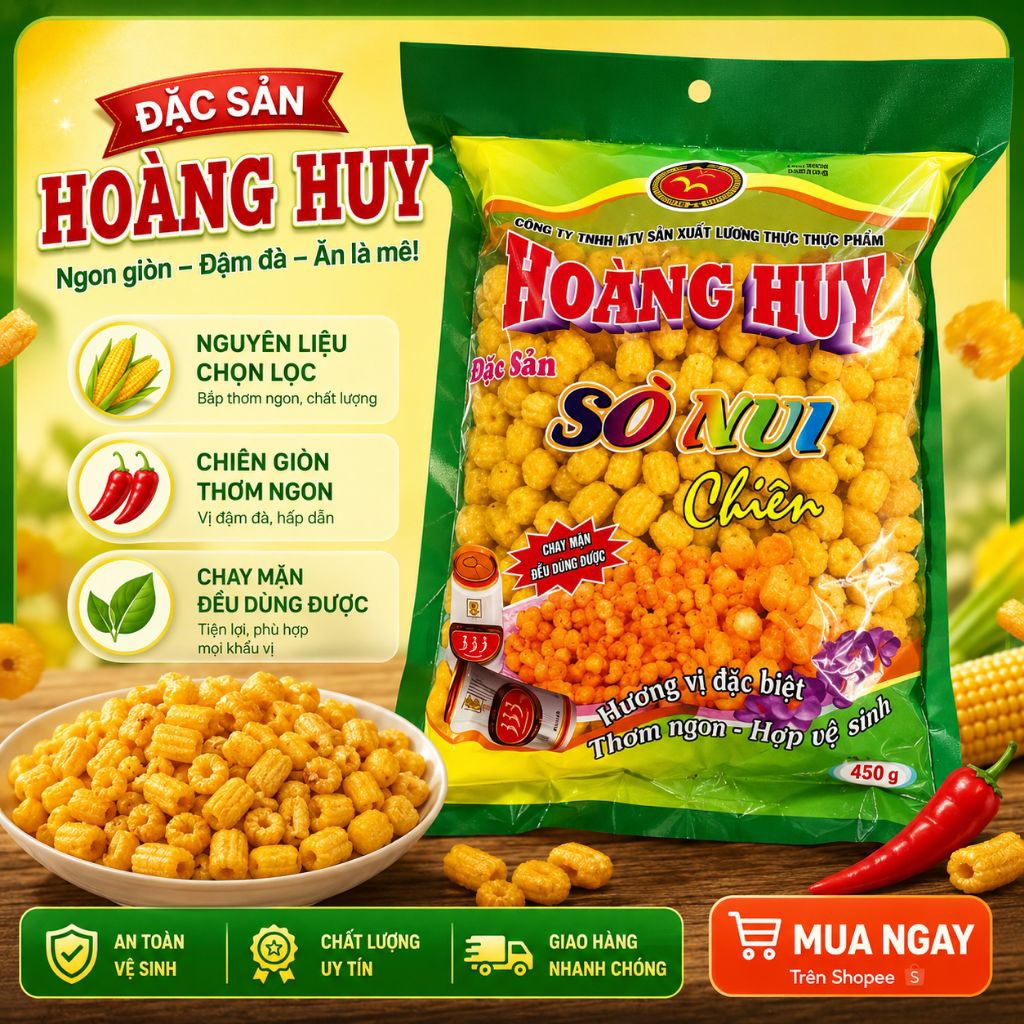 Nui Sấy giòn sa tế Ăn Vặt Hoàng Huy 400g | BigBuy360 - bigbuy360.vn