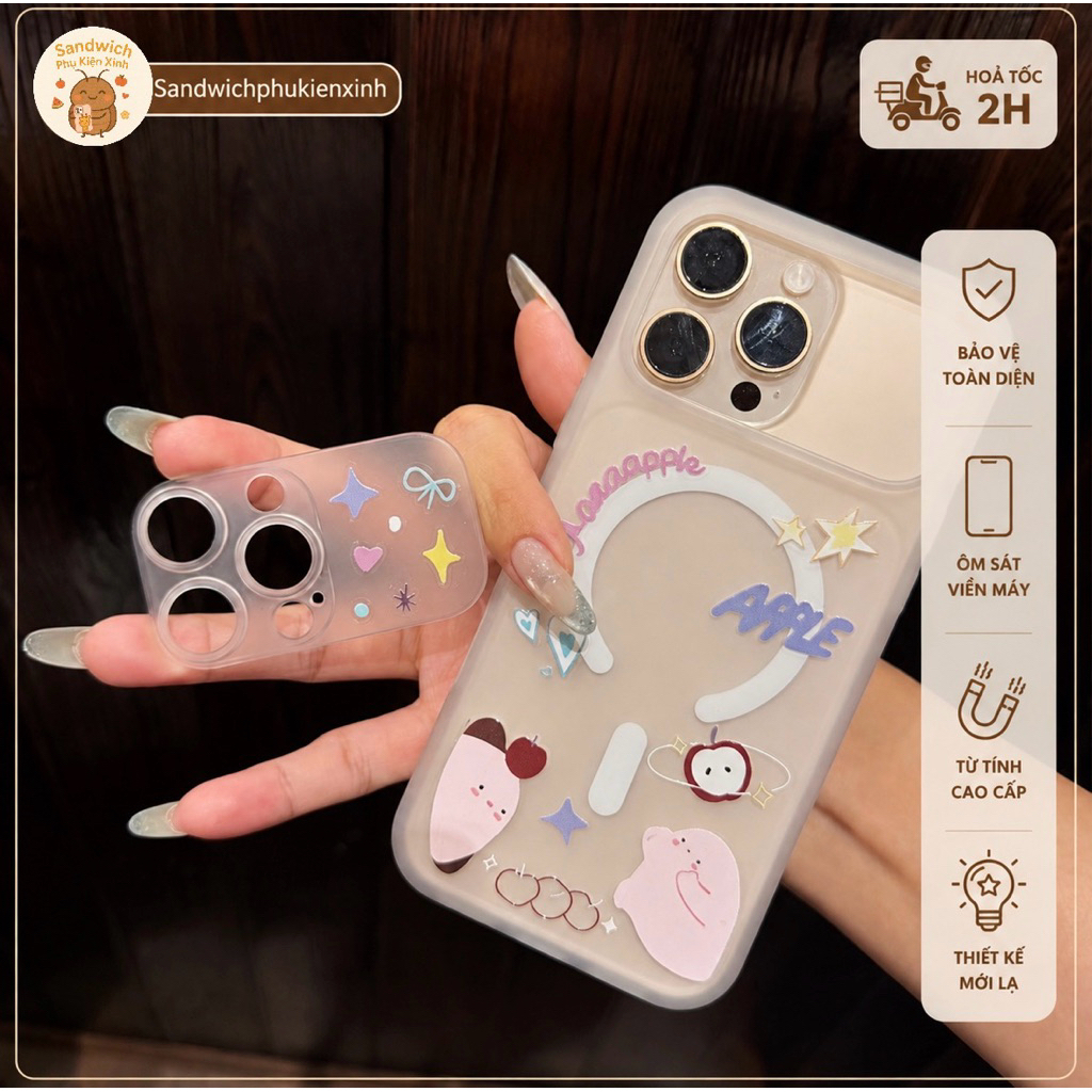 Ốp Điện Thoại iP Nhám Tháo Lắp [1 Ốp Tặng Kèm 1 Sticker Trang Trí Ngẫu Nhiên]  – SANDWICHPHUKIENXINH