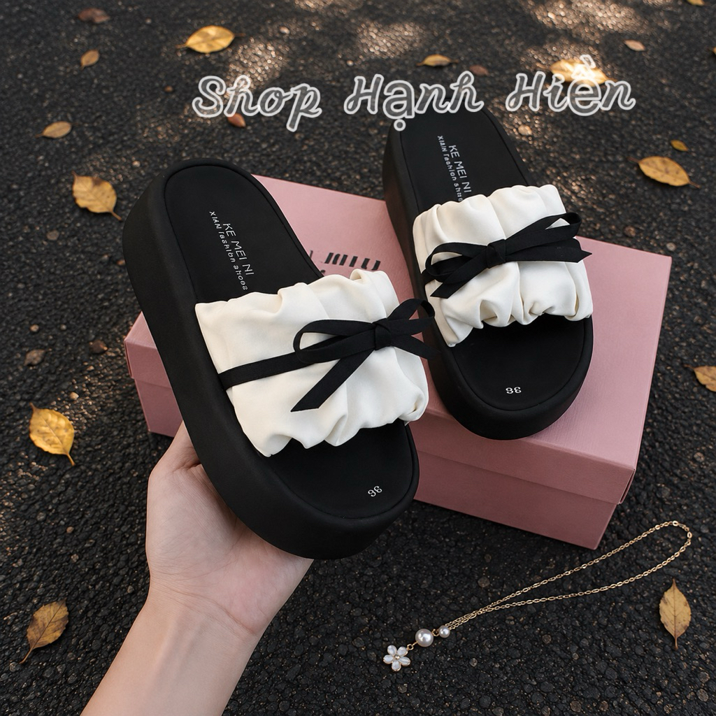 Dép Nữ quai Nhúng D07 phiên bản mới da mềm quai ngang nhẹ chân dễ thương