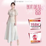 Set Đầm Ren Trắng Áo Tay Ngắn La Rosa Thiết Kế SangTrọng, Phối Ren Hoa Cao Cấp Váy Dự Tiệc Cưới Thời Trang Hàn Quốc S871 — ảnh 1