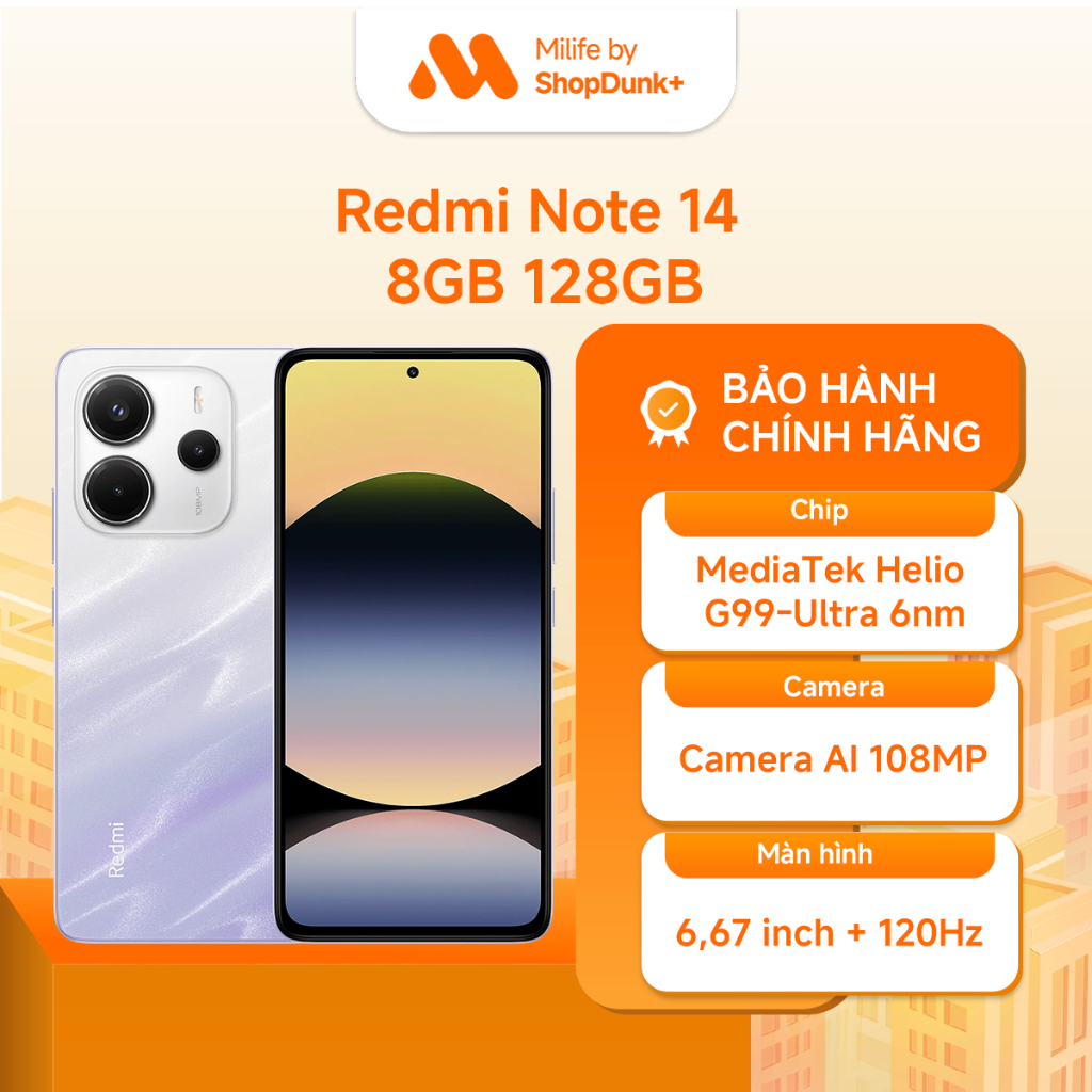 [HỎA TỐC] Điện Thoại Xiaomi Redmi Note 14 8GB 128GB Chính Hãng BH 18 Tháng