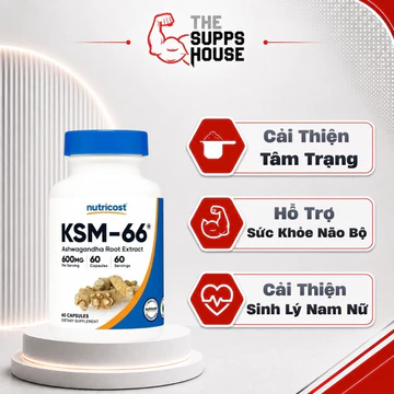 Hỗ trợ sức khỏe não bộ Nutricost Ashwagandha giảm căng thẳng, giảm stress và hỗ trợ giấc ngủ