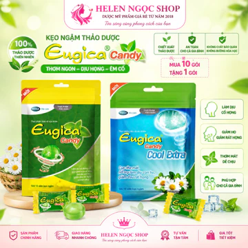 Kẹo ngậm thảo dược Eugica Candy (MEGA WE CARE) - Giảm ho, đau rát họng, làm ấm, thông cổ, mát họng (Gói 15 viên)