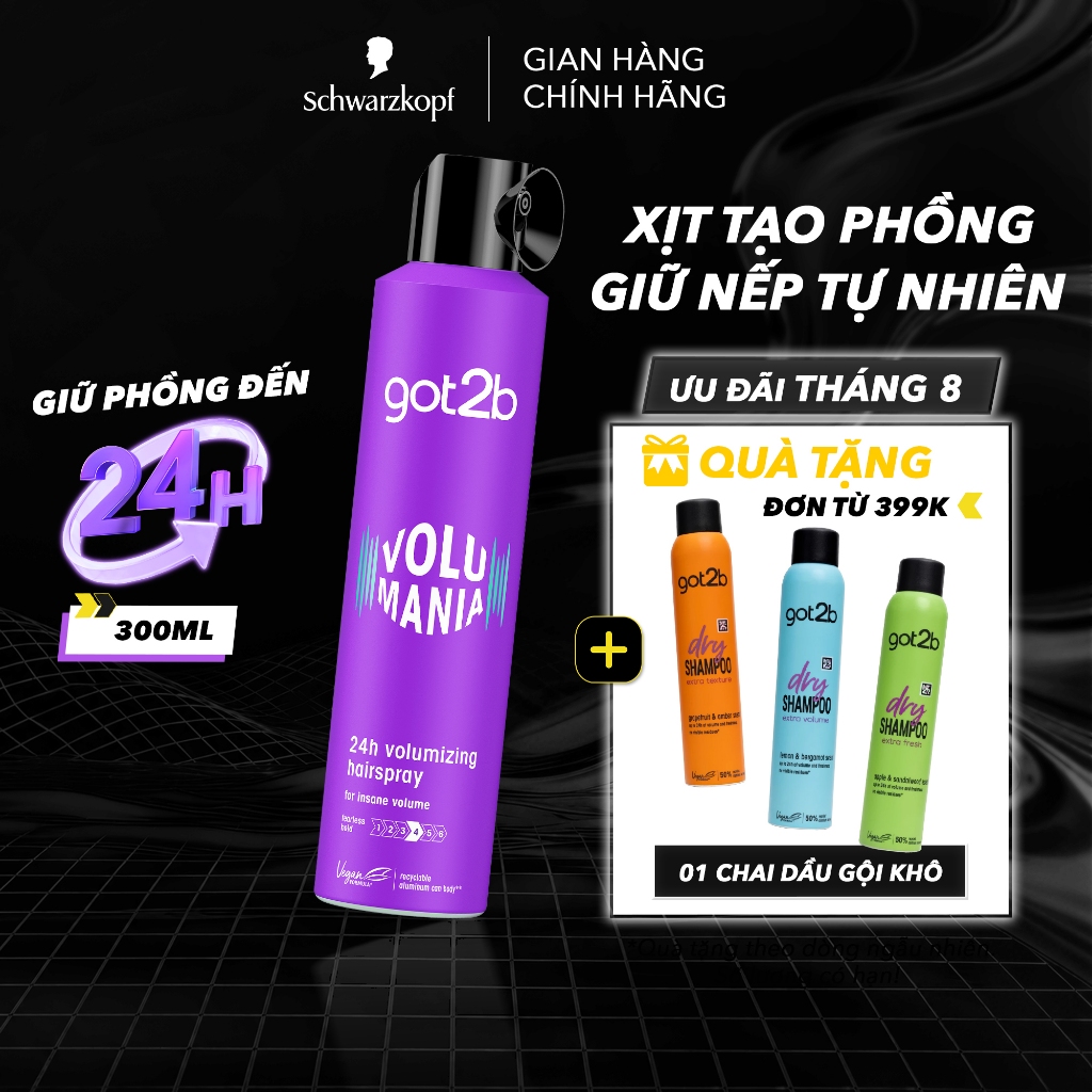 Xịt tạo phồng tóc Got2b Volumizing Hairspray 300ml - Giữ độ phồng lên đến 24 giờ, không gây cứng tóc