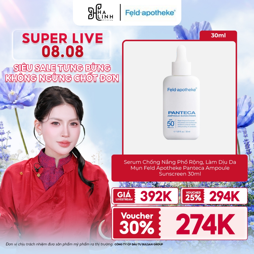 Serum Chống Nắng Phổ Rộng, Làm Dịu, Phục HồI Da Mụn Feld Apotheke Panteca Ampoule Sunscreen 30ml