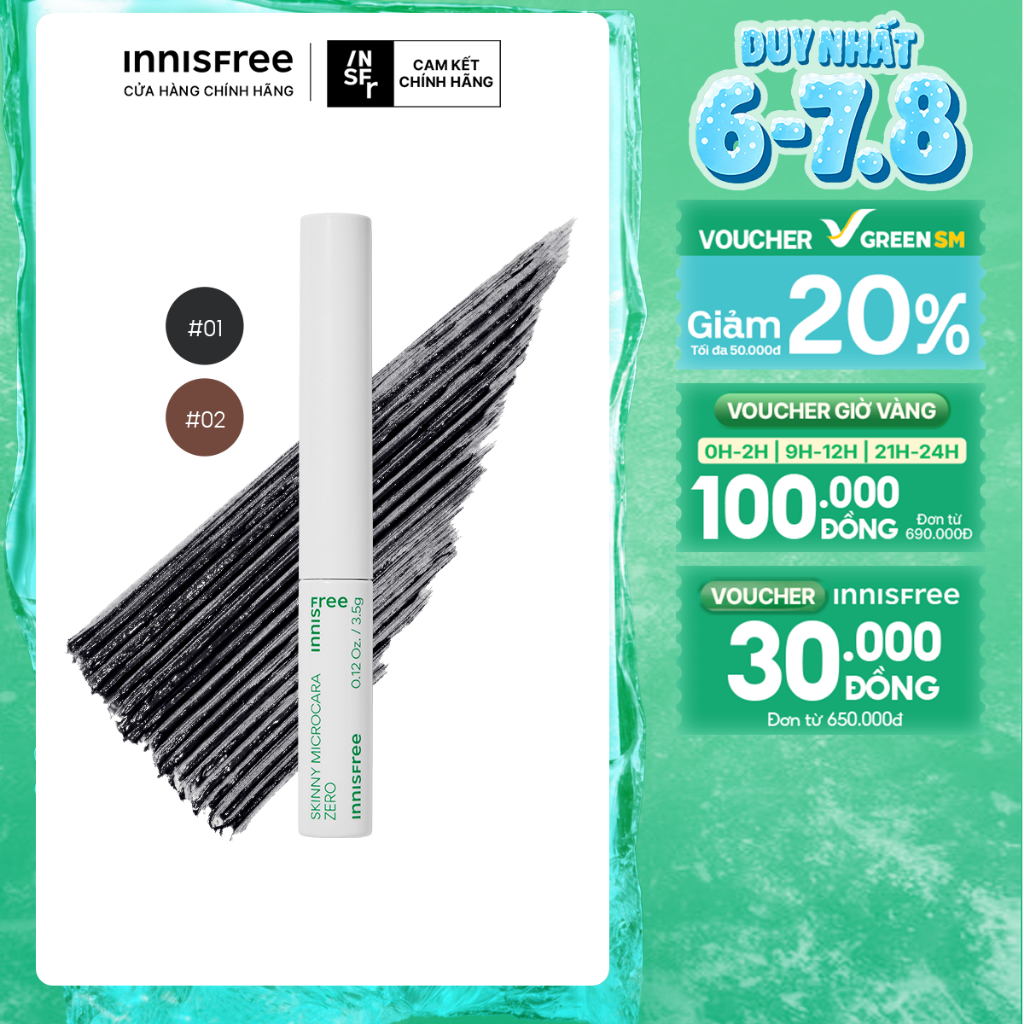 Mascara chải mi siêu mảnh chống trôi innisfree Skinny Microcara Zero 3.5g