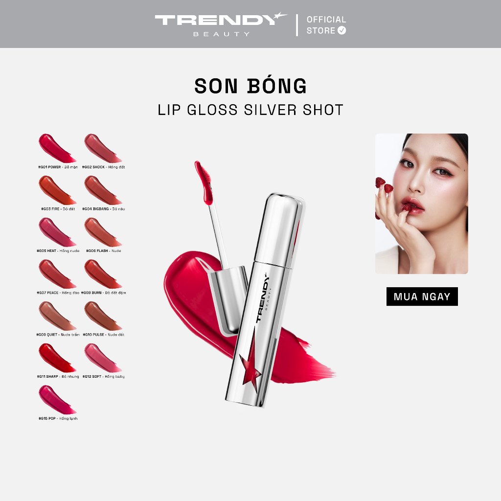 [NEW] Son Bóng Trendy Beauty, Silver Shot Lips Gloss Collections 2026,Căng Mọng, Che Khuyết Điểm Môi