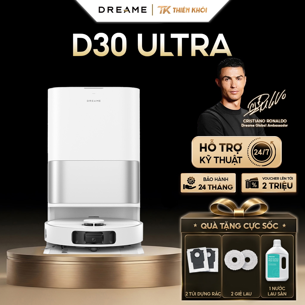 Robot Hút Bụi Lau Nhà Dreame D30 Ultra 25.000Pa | Chống Rối, Tự Giặt Giẻ, Sấy Khô Khí Nóng 50°C