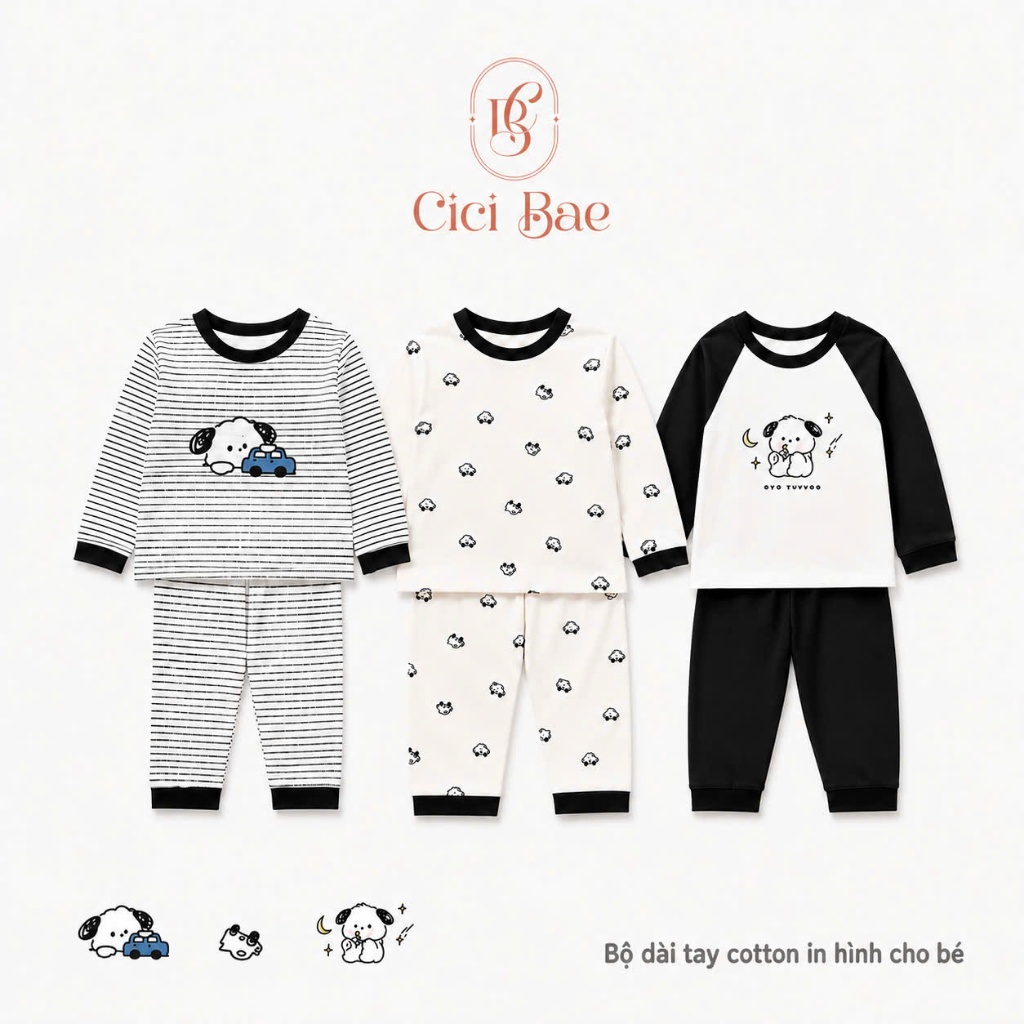 Bộ Dài Tay Cho Bé, Bộ Dài Tay Chất Liệu Cotton Co Giãn 4 Chiều, Mềm Mịn,Thông Thoáng,Thấm Hút Mồ Hôi Tốt DT89