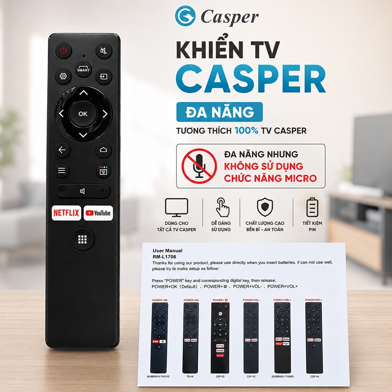 Điều khiển Tivi Casper Linux 32HX6200 43FX5200 43FX6200 55UX6200