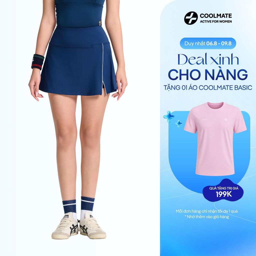 [MUA VÁY TẶNG ÁO] Váy thun thể thao Knit Aline Pickleball nữ chơi tennis cầu lông Driveshot Essentials - Coolmate Women