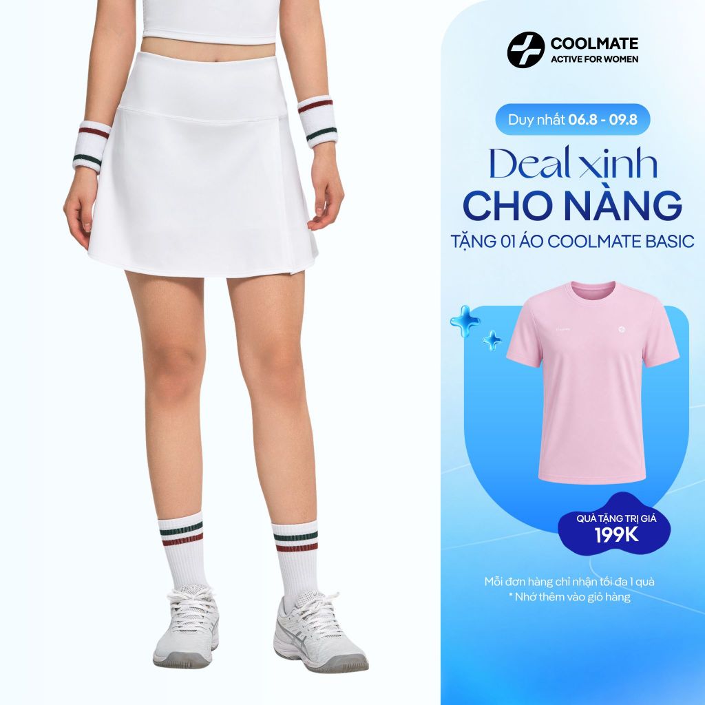 [MUA VÁY TẶNG ÁO] Váy thun thể thao knit Pickleball Smash Shot thoáng khí, co giãn tự nhiên - Coolmate Active For Women