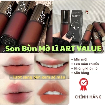 [MỚI] Son Bùn Lì Nhung Ánh Kim ART VALUE - Chất Son Mờ Lì Sương Khói, Che Vân Môi Chuẩn Style Punk