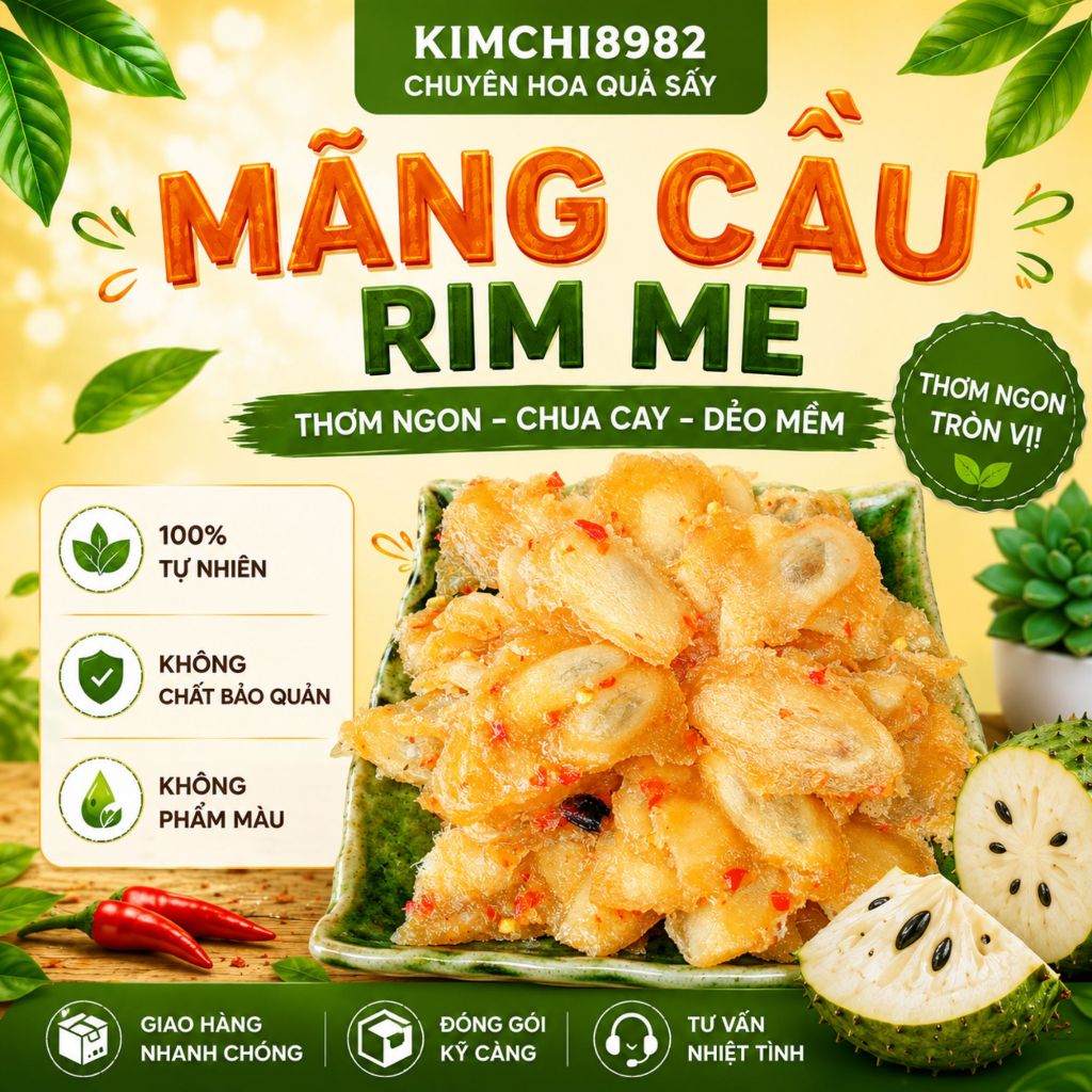 Mãng Cầu Rim Me Ớt KimChi8982 | Mãng Cầu Sấy Chua Cay | Trái Cây Sấy Ăn Vặt