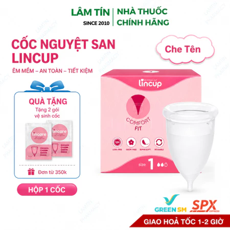 Cốc Nguyệt San Lincup Chính Hãng, Lincup Sensitive New Mền Mại, Chống Tràn, Thoải Mái, Tiện Lợi