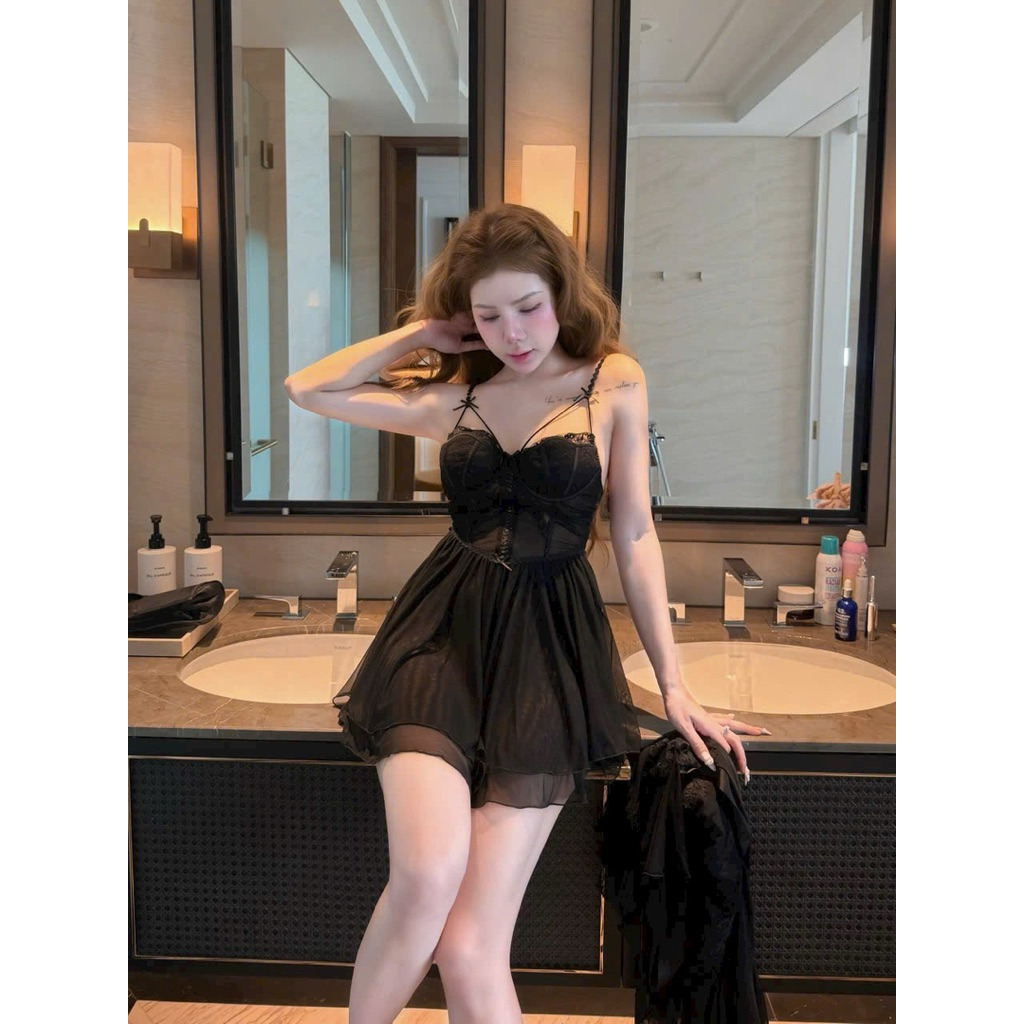 Váy Ngủ Lụa Cao Cấp JOLISEXY Hoa Ren Ngực | BigBuy360 - bigbuy360.vn