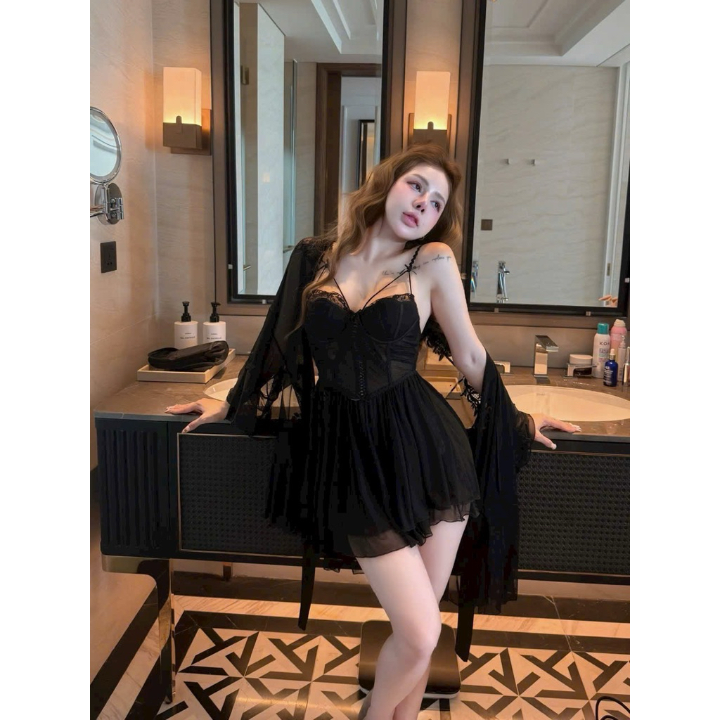 Váy Ngủ Lụa Cao Cấp JOLISEXY Hoa Ren Ngực | BigBuy360 - bigbuy360.vn