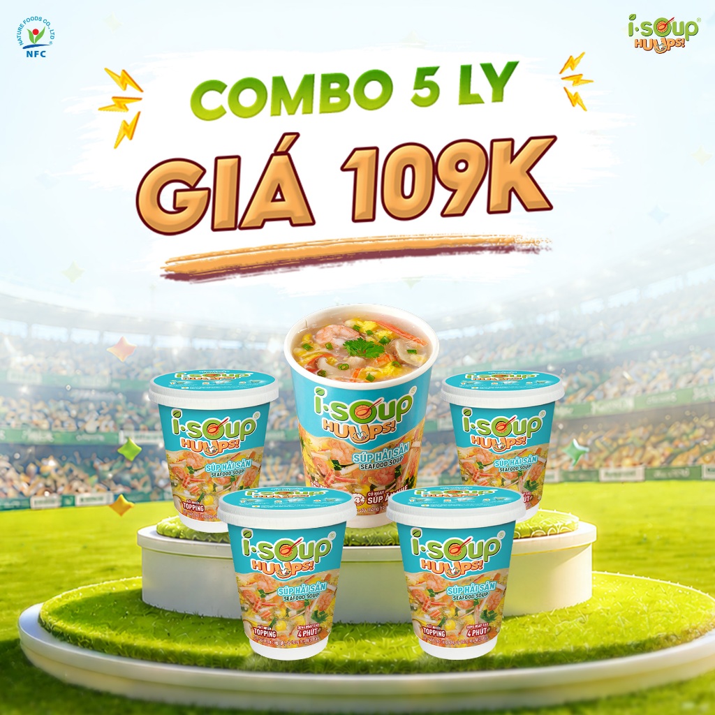 ISoup Huups Combo 5 Ly Súp Hải Sản  Ăn Liền Sấy Thăng Hoa – 5Ly x 14G