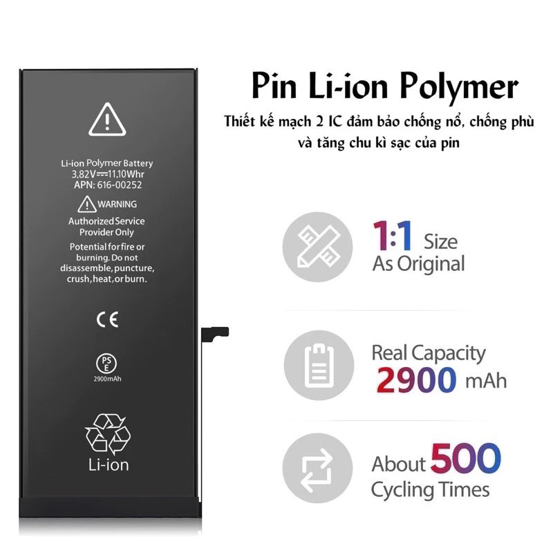 PIN EU CHO IP 5/6/7/8/X/11/12/13/14/15/16/17 DUNG LƯỢNG CHUẨN,ỔN ĐỊNH,BH 3 THÁNG Linh Kiện Thay Thế, | BigBuy360 - bigbuy360.vn