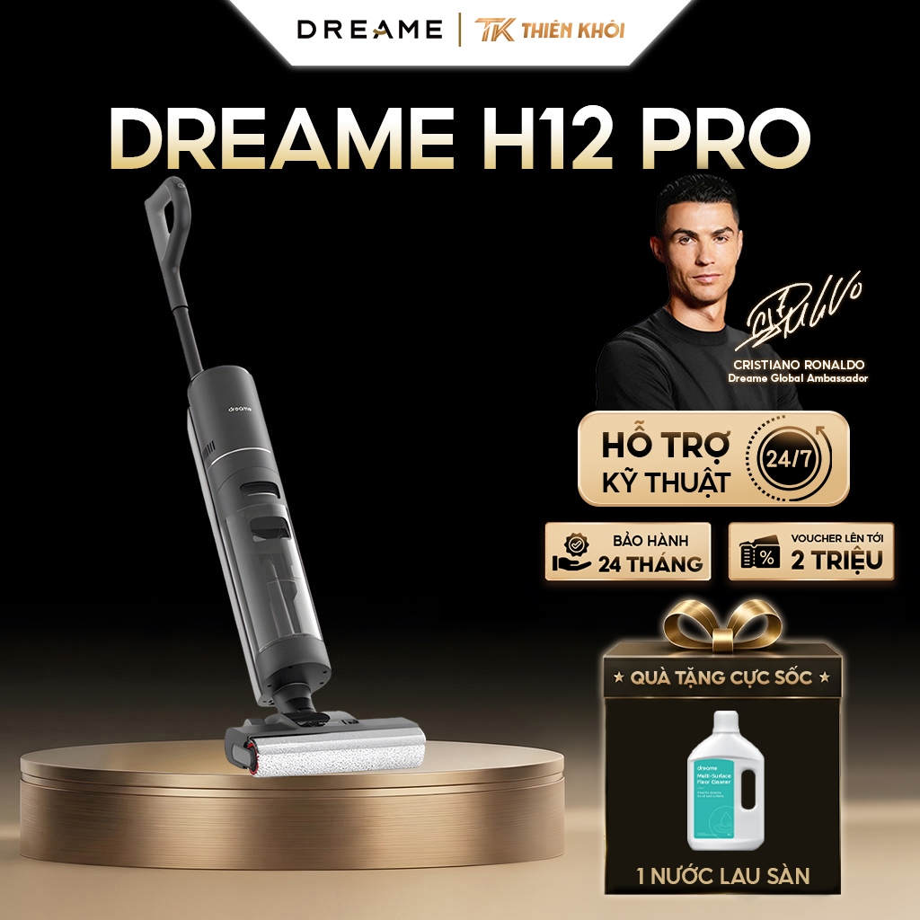 Máy Hút Bụi Lau Nhà Cầm Tay Không Dây Dreame H12 Pro | Hút Khô Ướt 14.500Pa, Tự Giặt Sấy, Sát Cạnh