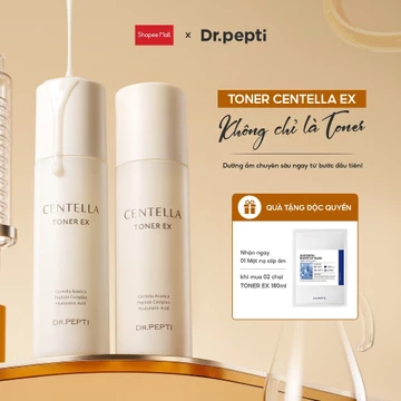 [Bản giới hạn kèm quà] Combo Nước Hoa Hồng Dr.Pepti Centella Toner EX 180ml Cấp Ẩm, Dưỡng Da Căng Bóng HH01
