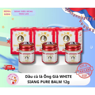 Dầu cù là Ông Già WHITE SIANG PURE BALM, dầu gió thái lan dầu nóng xoa bóp nội địa Thái Lan 12G
