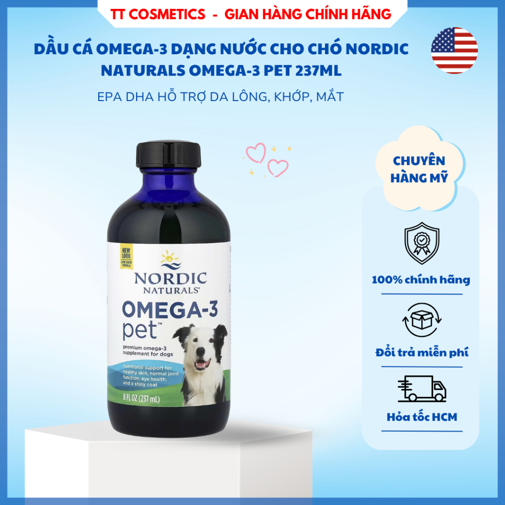 Dầu Cá Omega-3 Dạng Nước Cho Chó Nordic Naturals Omega-3 Pet 237ml