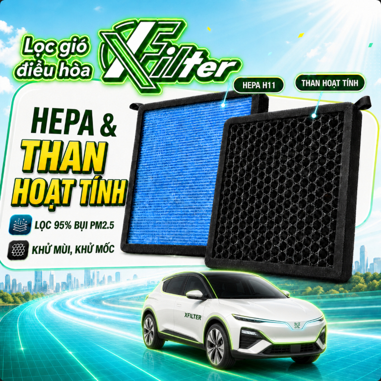 Lọc Gió Điều Hòa Xfilter Cao Cấp - Lọc Gió Ô Tô Khử Mùi, Lọc Bụi Mịn PM2.5 - Chính Hãng Xfilter