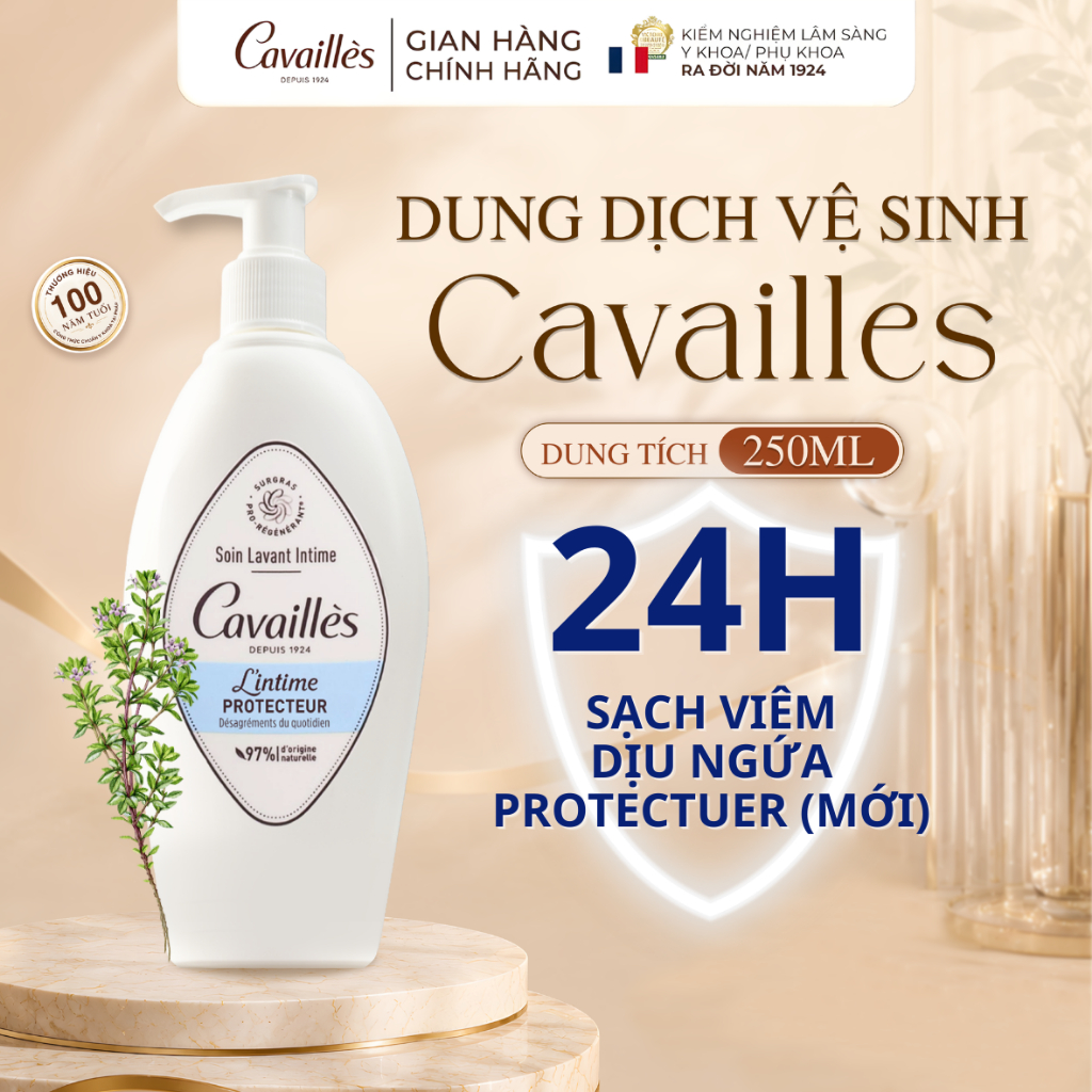 Dung Dịch Vệ Sinh Phụ Nữ Rogé Cavaillès PROTECTEUR (ANTI-BACTERIEN CŨ) - Giảm Ngứa, Viêm Nấm, Sạch Mùi 250ML