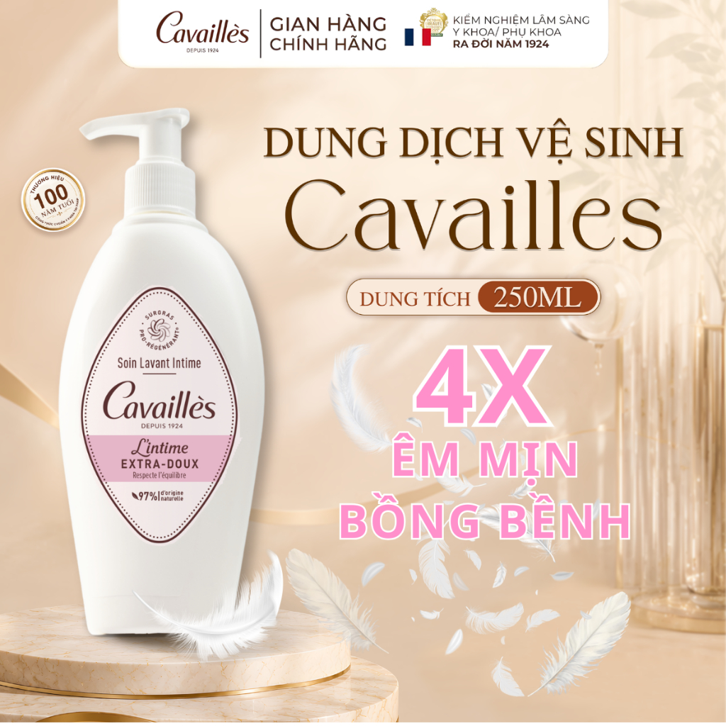 Dung Dịch Vệ Sinh Rogé Cavaillès L'intime Extra-doux Lưu Hương, 4X Dịu Nhẹ, Giảm Ngứa Cho Da Nhạy Cảm 250ml