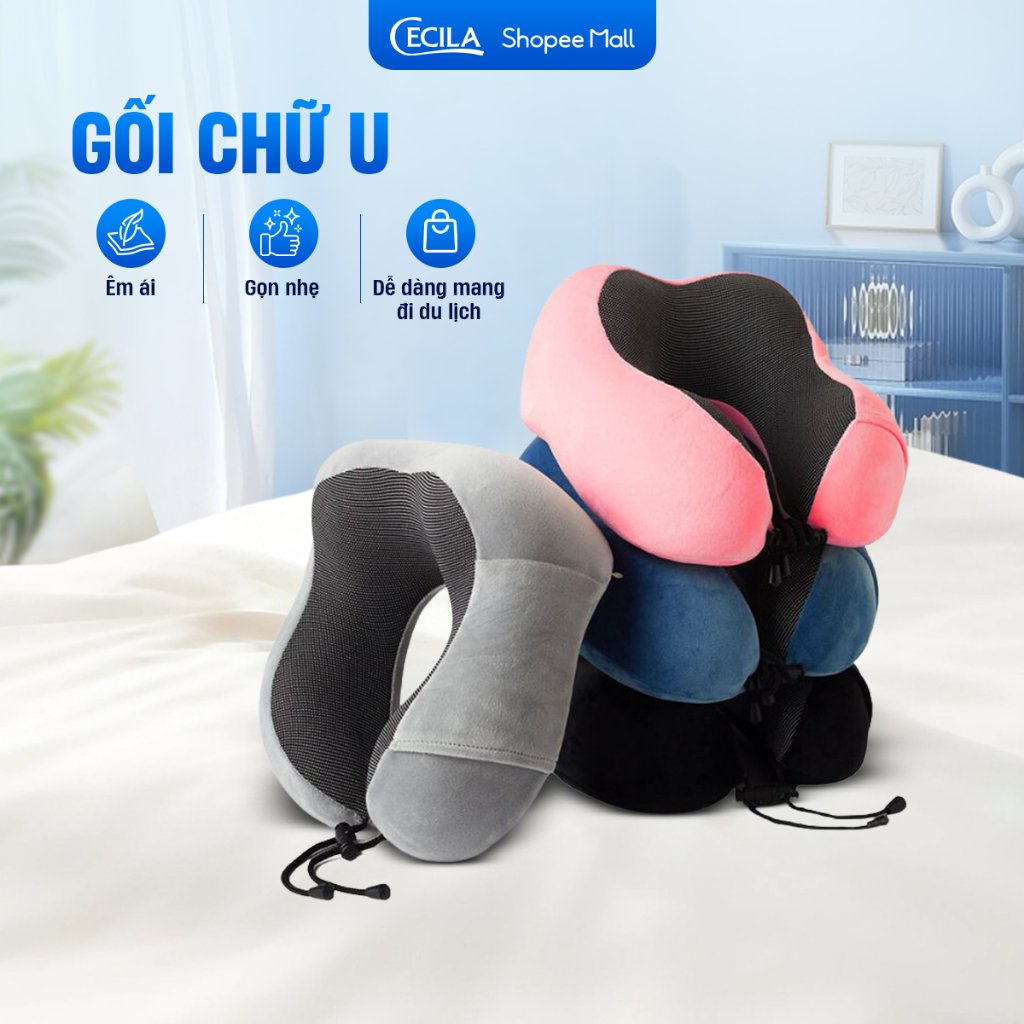 Gối chữ U kê cổ cao su non CECILA Gối Nệm Y Tế chất liệu cao cấp mềm mại nhỏ gọn tiện dụng dễ dàng mang đi.