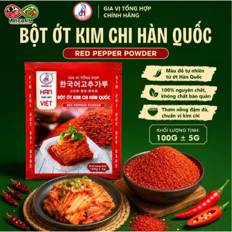 [Laifarm] Bột ớt kim chi Hàn Quốc Đức Hải 100g