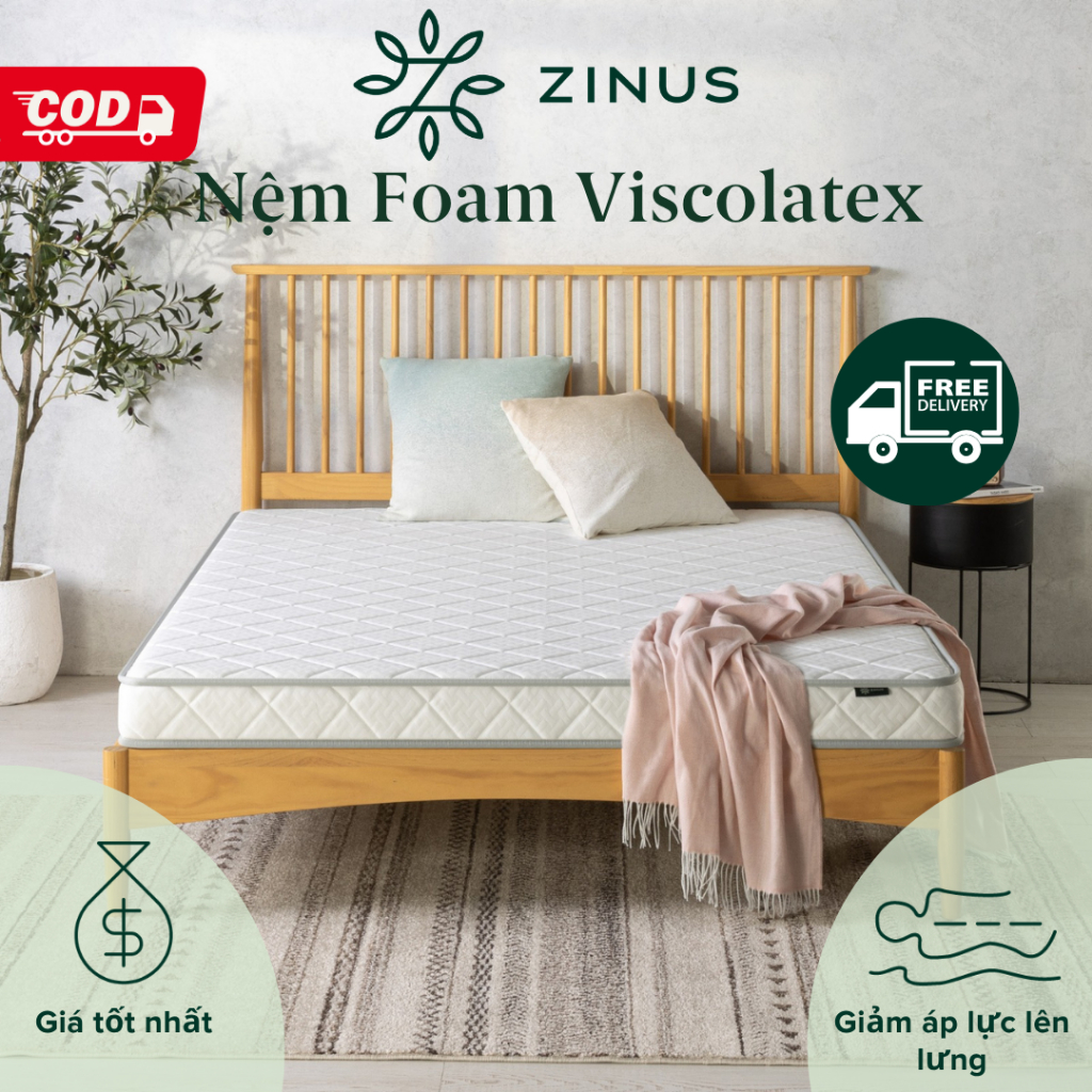 Nệm Foam Viscolatex Zinus 12cm phù hợp cho phòng trọ - 5in Foam Viscolatex Mattress Zinus